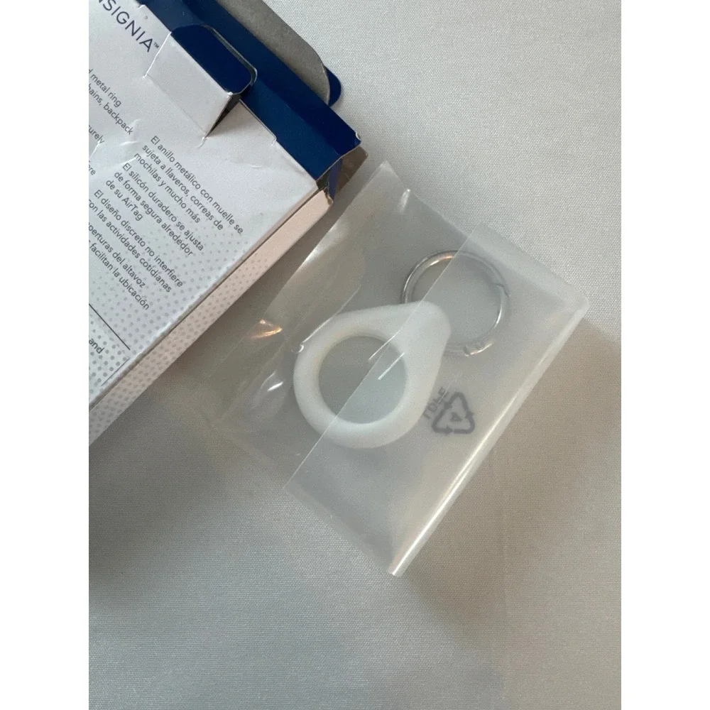 Insignia Key Ring Case for Apple AirTag White Silicone Holder NS-ATC1WH New